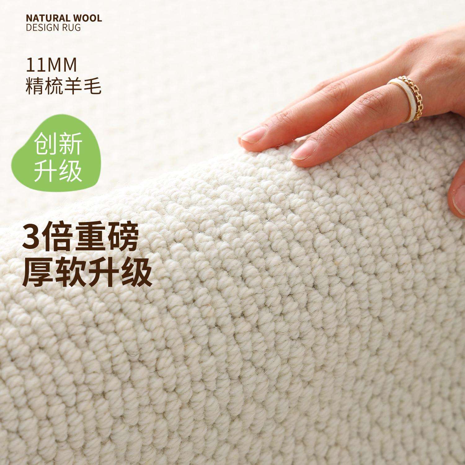 新西兰羊毛地毯客厅极简素色轻奢高级卧室沙发家用床边耐脏易打理