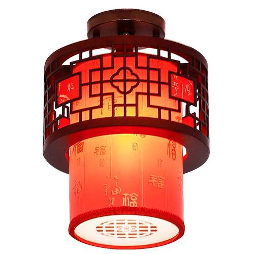新中式玄关过道吸顶灯中国风木艺卧室灯仿古茶楼餐厅客厅灯工程灯