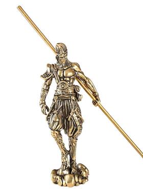 意实BJ118心黄铜斗战件佛齐天大圣摆桌面茶宠文镇纸摆饰金胜箍创