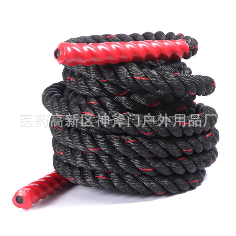 力量训练健身粗绳体能训练绳攀爬绳格斗绳 战绳涤纶黑绳甩大绳