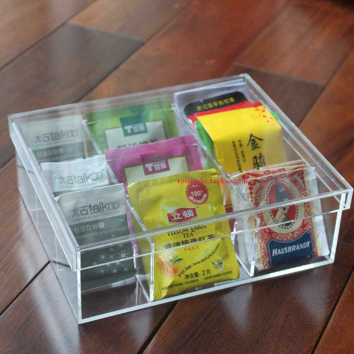 透明亚克力桌面储物盒茶叶茶包咖啡包收纳盒子分隔盒方糖收纳盒,收纳整理,其他收纳盒,淘宝优惠券,粉丝福利购,淘宝优惠卷