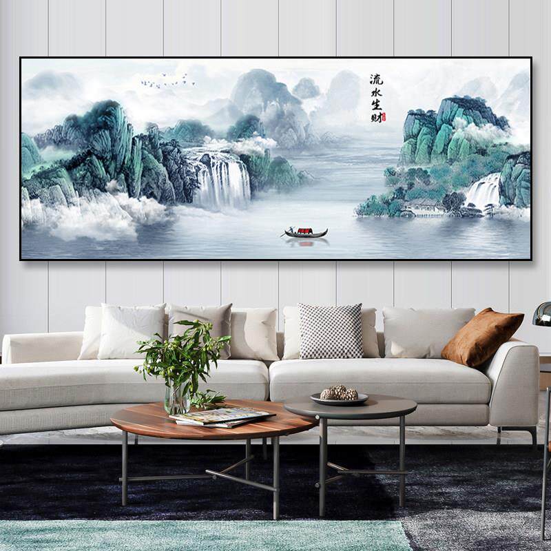 流水生财钻石画 画客厅满钻2025新款砖石秀钻石贴十字绣山水风景