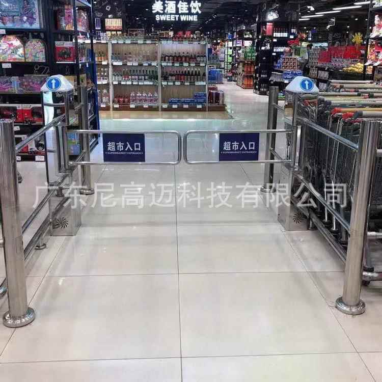 超市出入口摆闸圆柱单向双向四柱红外感应自动门双柱雷达开关道闸