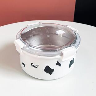 学生泡面 面碗大容量高颜值不锈钢保鲜饭盒带排气盖宿舍女生专用