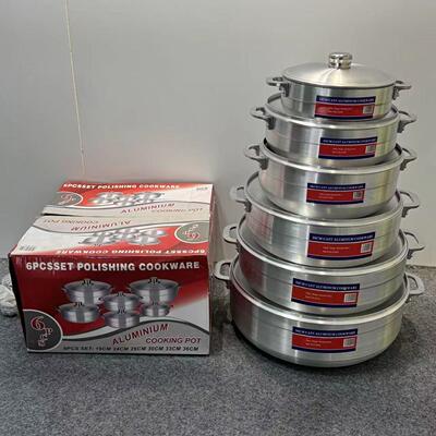 Aluminum pot厂家直销红色彩盒 加厚款 厂价直销外贸套装铝锅6pcs