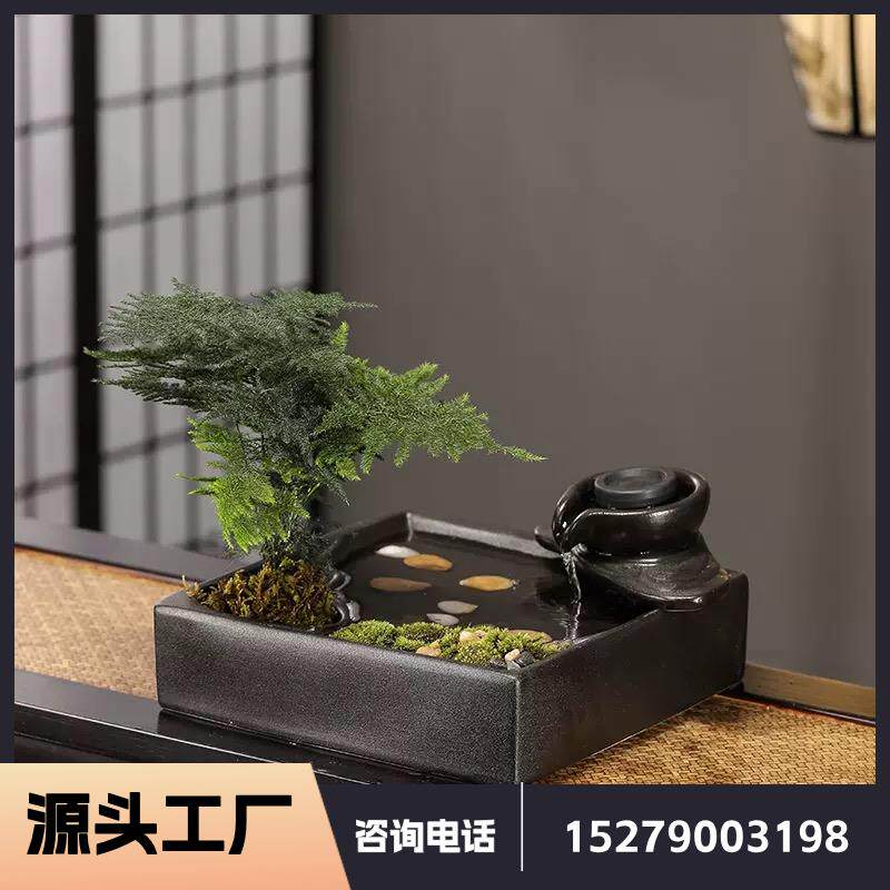江苏生态免换水小鱼缸 桌面迷你循环水景盆景 室内创意装饰品