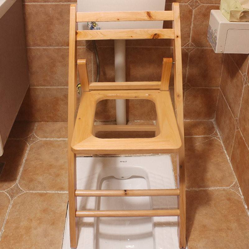 坐便椅孕妇老人坐便器厕所病人大便座椅便携坐便凳家用折叠实木