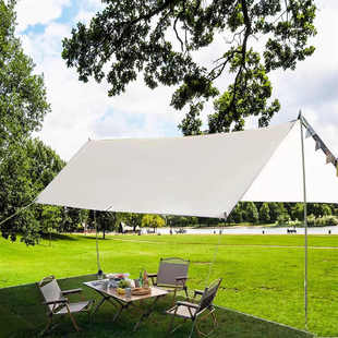 野外幕布加厚防晒户外露营蝶形六角形幕布天幕黑胶帐篷遮阳露营天