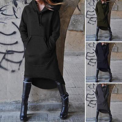 Fleece hooded jacket color code long hoodie for women