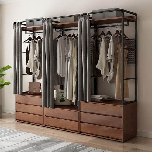 铁艺衣柜开 放式衣架卧室落地防尘置物架步入式金属衣帽间架子组