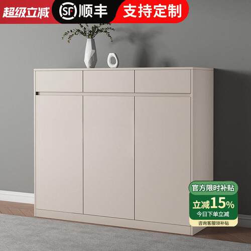 轻奢实木鞋柜家用门口收纳柜一体靠墙新款2025爆款大容量入户鞋橱