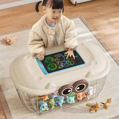 儿玩具收纳家箱画板透明宝宝衣物带整理童箱塑料用加厚玩偶5206储