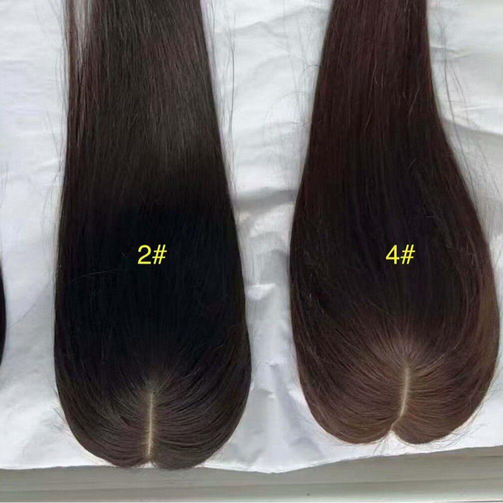 补发块女士头顶遮盖白发真人发全手织D针片自然黑透气透气轻盈