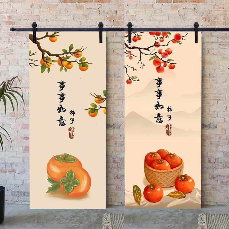 柿柿如意门贴纸整张自粘装饰木门翻新衣柜卫生间窗户玻璃门贴画