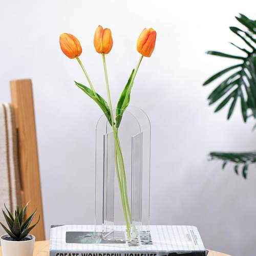 器简约样板房艺术彩色客厅家居装饰北力插花几何亚克摆件欧风花瓶