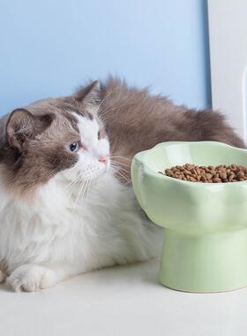 陶瓷猫碗狗宠物碗平口斜口猫盆碗高碗粮脚护PH202408颈猫食饭碗碗