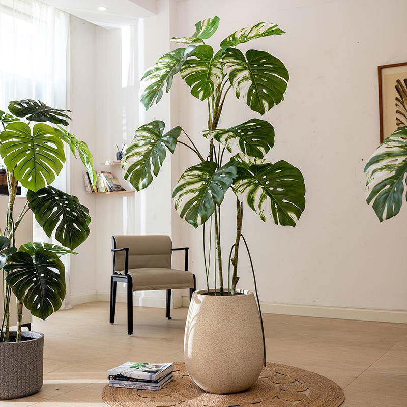 掬涵仿真绿植龟背竹假树大型植物室内客厅景观落地盆栽装饰摆件