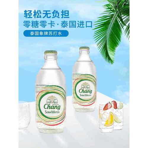 泰国进口 Chang牌苏打水325ml*8瓶 玻璃瓶无糖泰象多省包邮