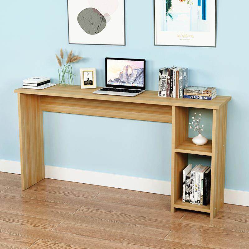 书桌简易电脑桌子带书架置物架写字桌写字台靠墙边长条桌办公桌子