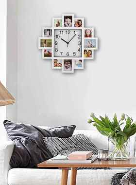 黑色塑料相框钟创意挂钟时尚照片表客厅约时钟简GFT挂墙钟用家挂