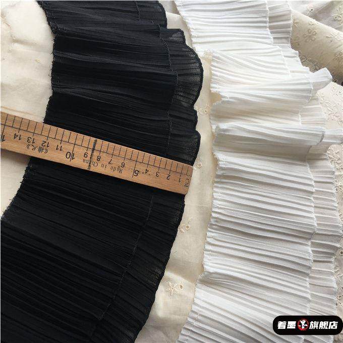 裙子加长下摆12厘米双层柔软雪纺蕾丝压百褶皱袖口花边辅料欧根纱