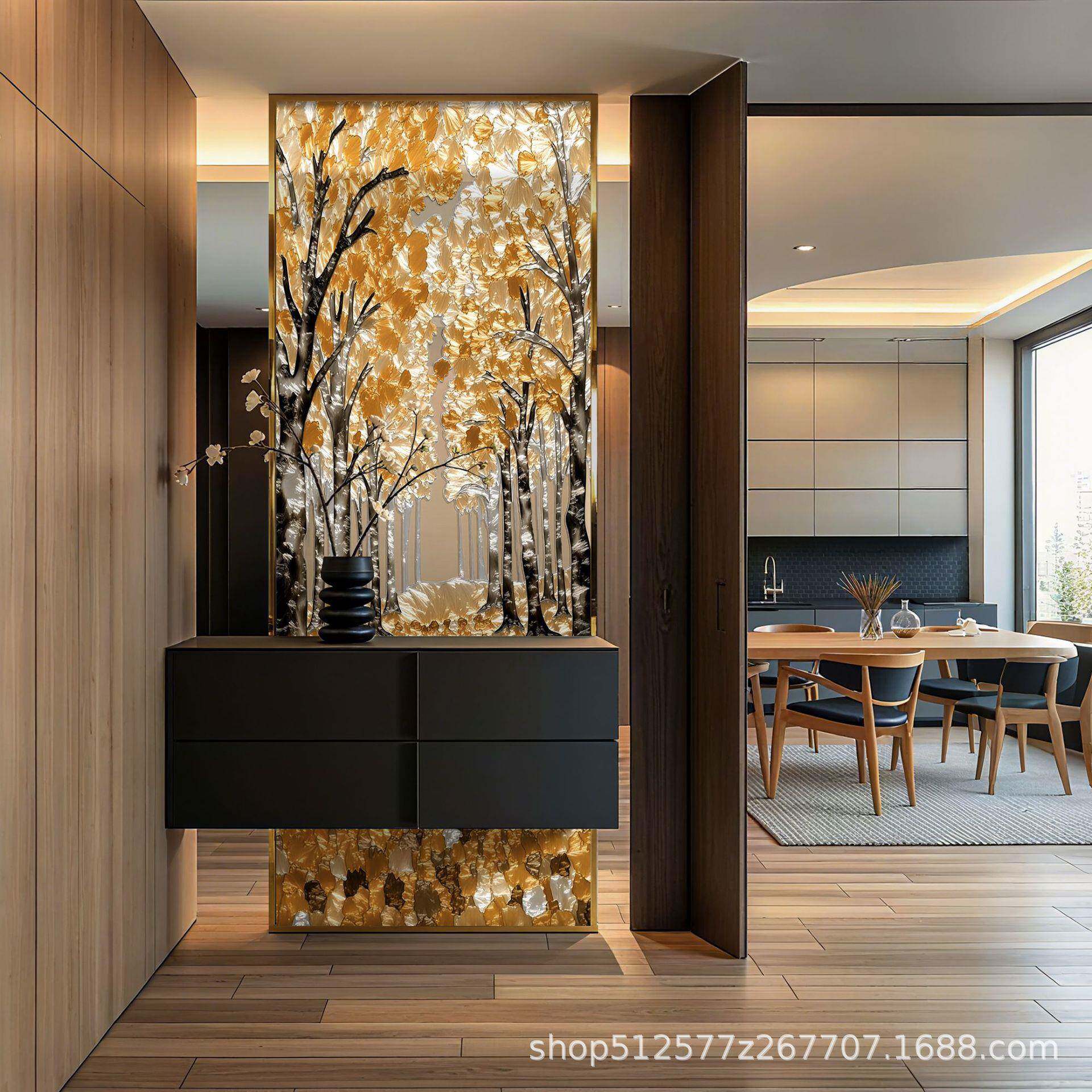 艺掐丝手工珐琅彩术玻璃屏风卧室画客定YJ-125厅欧式风装饰玄关制
