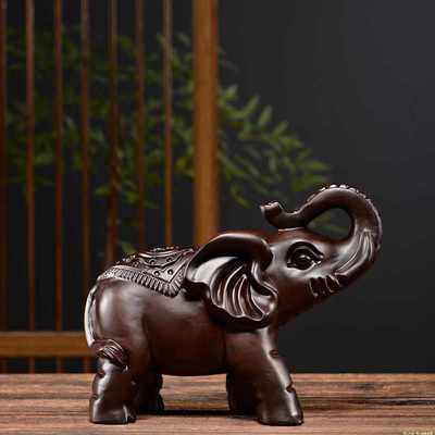 大象摆件一对木雕黑檀木实木木头小象客厅雕刻家居装饰木质工艺品