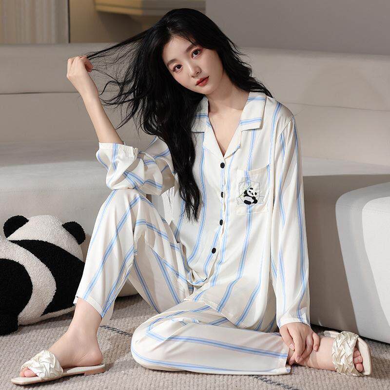真丝睡衣女士2026年新款长袖套装简约休闲可外穿凉感桑蚕丝家居服