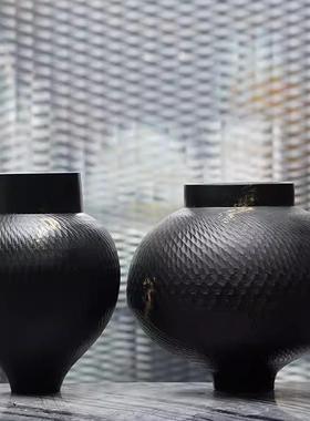 新中式创意复古红色瓷喜庆陶花瓶摆件样花板间宿茶室民桌面TOS器