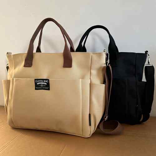 2026 Trendy Preppy College Canvas Tote Large Capacity