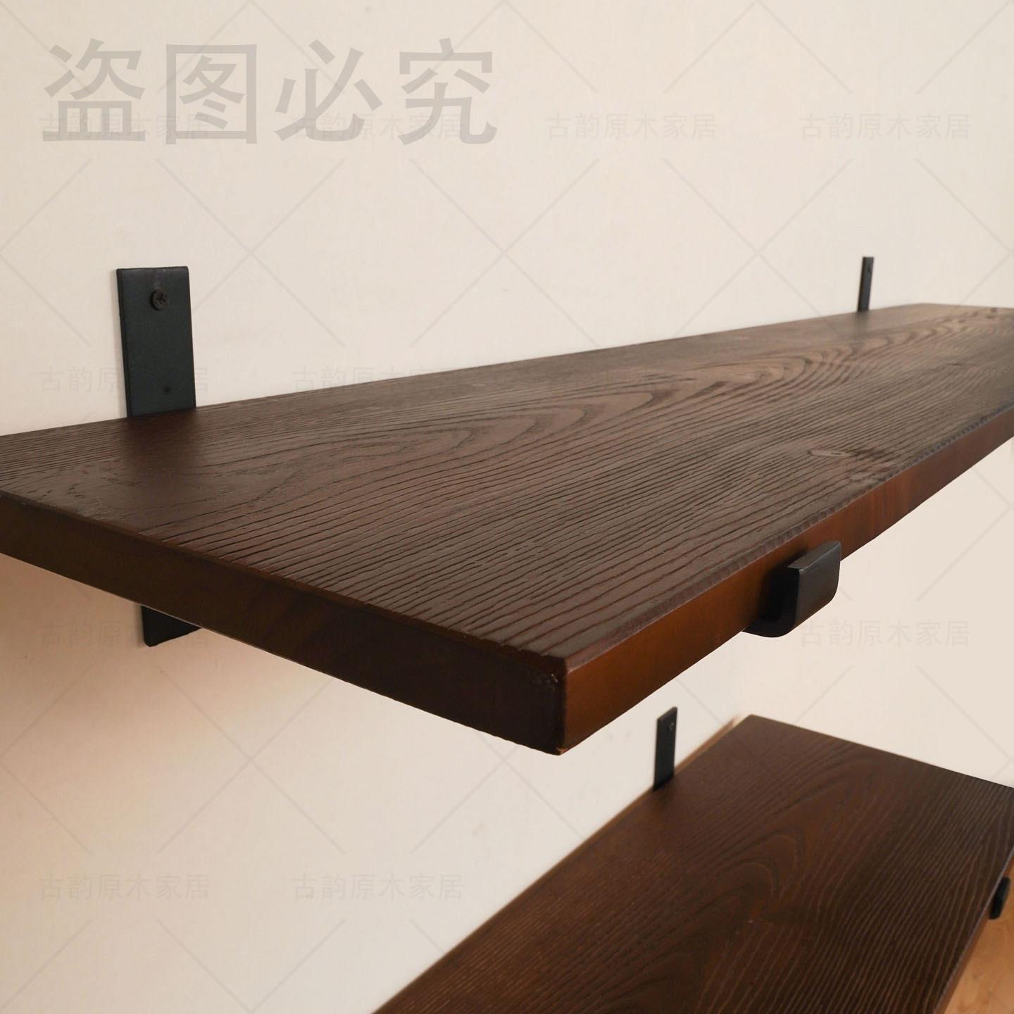 古韵复古浮雕一字隔板墙壁书架客厅壁挂收纳层架墙上置物架实木隔
