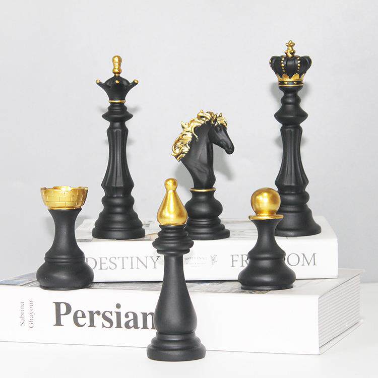 创家摆居件国际象棋树脂摆意件橱窗子家居MZ202201装饰品黑色白色