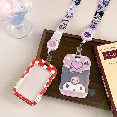 s ID Card Holder Lanyard Porta Credencial Pochacco Kuromi cr