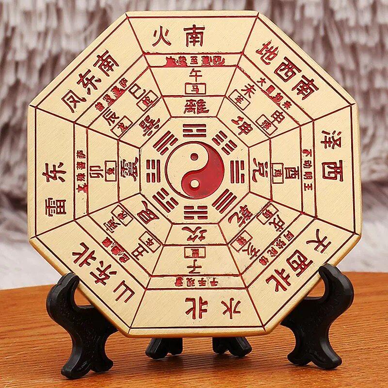 风水摆饰黄铜八卦罗盘摆件家居乔迁太极八卦盘五行八卦镜金木水火