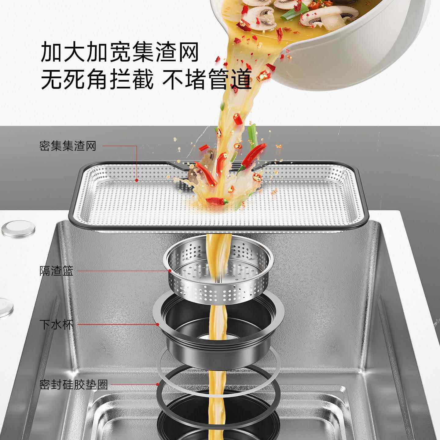 JQMUU集渣水槽大单槽30I原4不锈钢色加厚家用厨房洗M菜盆洗碗61P,家装主材,水槽套餐,淘宝优惠券,粉丝福利购,淘宝优惠卷