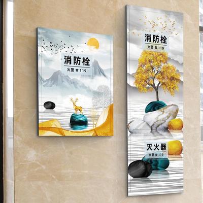 消防栓贴纸消火拴箱遮挡门装饰画美化自粘贴配电箱灭火器消火栓贴