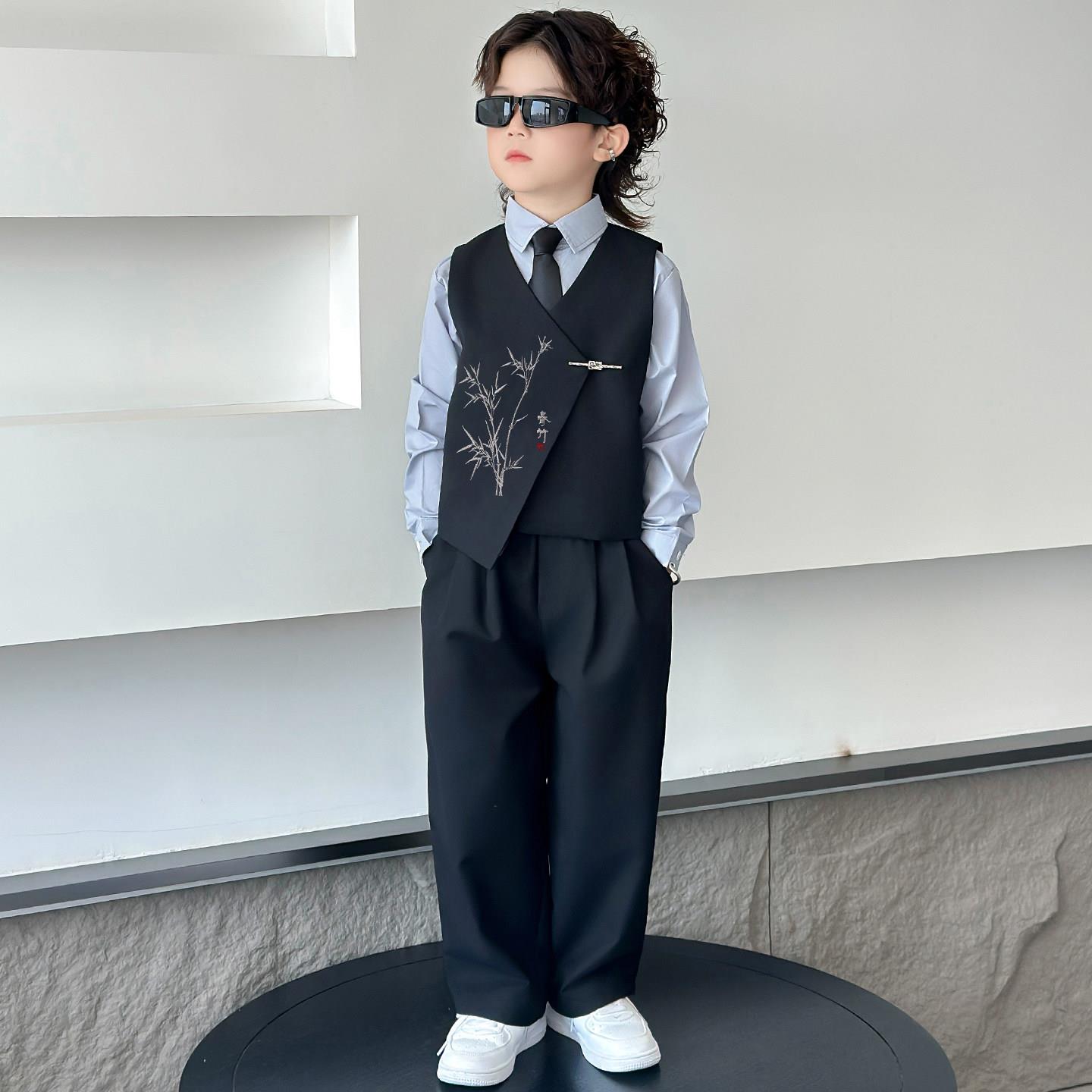 男童中式礼服套装儿童汉服唐装秋冬新款2025男孩中秋节演出服古装