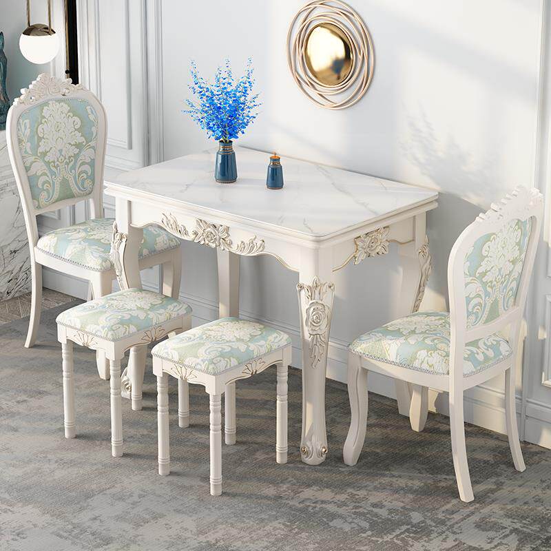 正品折叠餐桌家小户欧式餐型桌椅组合用简约岩实板木省空间可伸缩