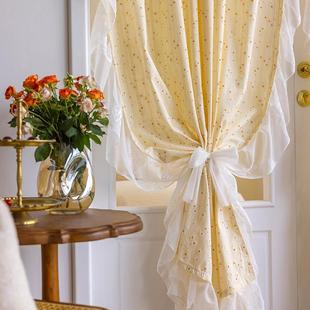 门帘遮光隔断半棉麻韩式 帘ins半面料雏菊小清新法式风田园碎花小