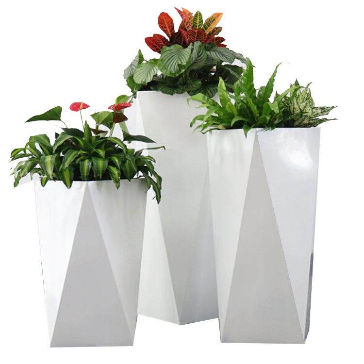 玻璃钢花钵铁艺花箱可移动户外金属花盆园林街道酒店大堂组合花器