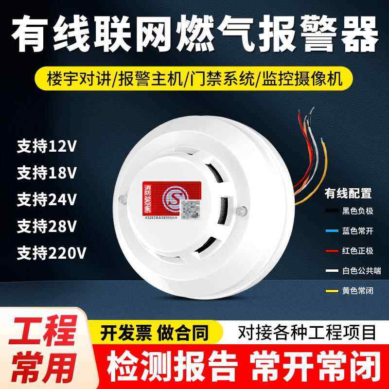 有线天然气报警器家用商用吸顶式丙烷燃气厨房可燃气体泄露探测器