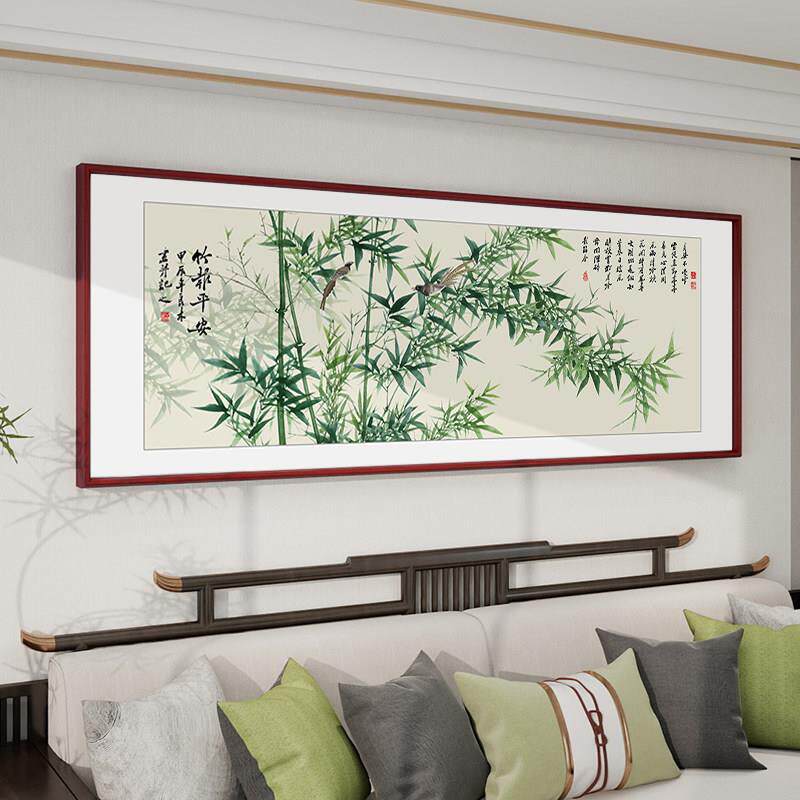 竹报平安挂画 画手绘新中式客厅沙发背景墙装饰画 画国画 画水墨