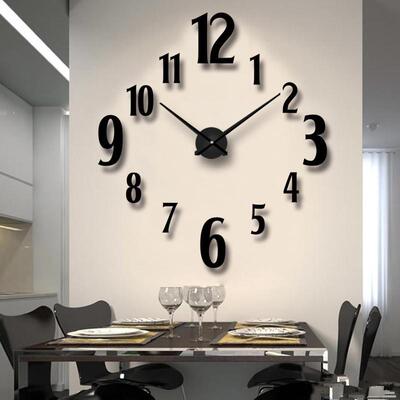 客厅挂钟时尚立体diy clock镜面墙贴数字钟北欧钟表挂墙家用时钟