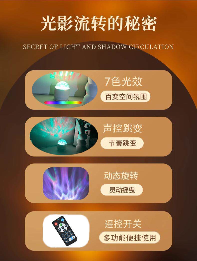 товар из китая 投影星空灯动态北极光创意氛围灯情侣浪漫水纹灯送女友礼物小夜灯