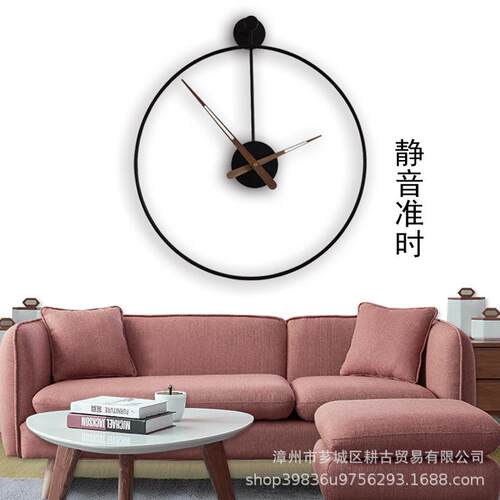 家超用艺术静音KAO创轻奢西班牙极样板间意客厅实木大指针挂简钟