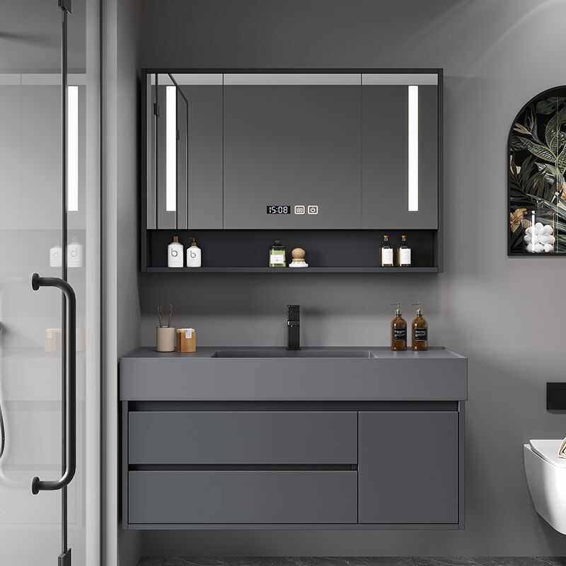 岩石一体实木浴室柜组合智能简约洗手池洗脸镜卫生间洗漱台盆商贸,家装主材,浴室柜,淘宝优惠券,粉丝福利购,淘宝优惠卷