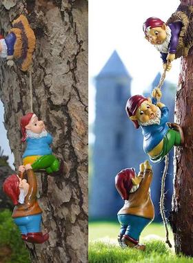 抱树矮人白胡子侏儒精灵花园挂饰设计装饰品摆件庭院家居