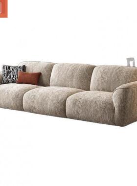 日式雪尼绒尔发OLI简约客厅直排小布艺沙沙发家用户型意式轻奢绒