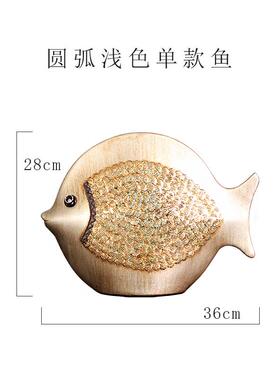 新款高档鱼欧式摆柜件创家居装饰品陶瓷情侣轻奢高档客厅电意视摆