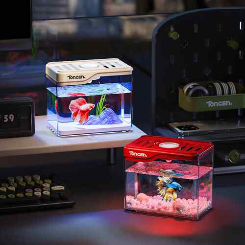 透塑明料小型鱼缸客厅用一体龟缸造景1006水族箱加厚办公乌室生家